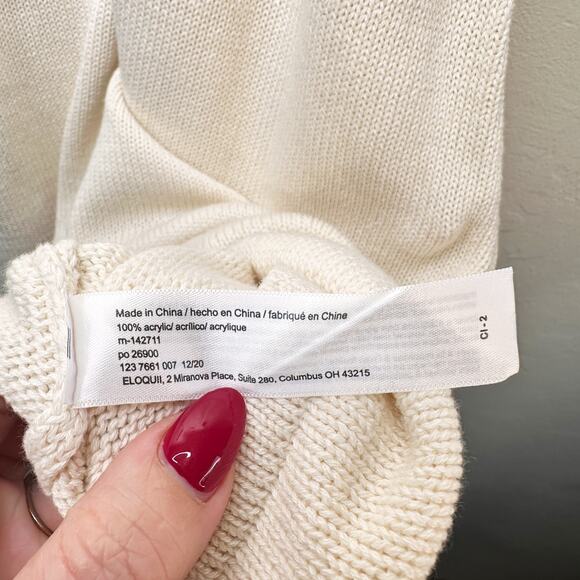 Eloquii Flutter Cap Sleeve Sheer Ivory Cream Knit Sweater Mini Dress 22 or 24 - Picture 8 of 14